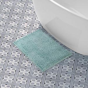 imageLaura Ashley Butter Chenille Bath Rug Absorbent Shaggy Bathroom Mat Non Slip plush Carpet Rugs for Tub and Sink  17quot x 24quot Ligth GraySage Green