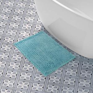 imageLaura Ashley Butter Chenille Bath Rug Absorbent Shaggy Bathroom Mat Non Slip plush Carpet Rugs for Tub and Sink  17quot x 24quot Ligth GraySeaspray Blue