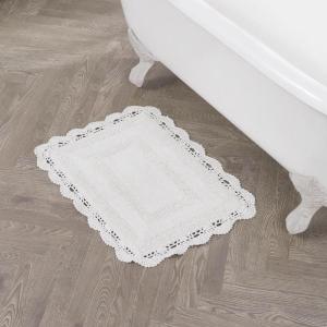imageLaura Ashley Crochet Cotton 24x40 Bath Rug LinenCreamy White