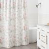 imageLaura Ashley Home  Shower Curtain Stylish Bathroom Decor with Buttonhold Top Elegant Floral Home Decor Flora Blue 72quot x 72quotBreezy Pink