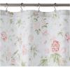 imageLaura Ashley Home  Shower Curtain Stylish Bathroom Decor with Buttonhold Top Elegant Floral Home Decor Flora Blue 72quot x 72quotBreezy Pink