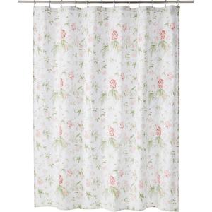 imageLaura Ashley Home  Shower Curtain Stylish Bathroom Decor with Buttonhold Top Elegant Floral Home Decor Flora Blue 72quot x 72quotBreezy Pink