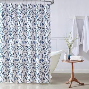 imageLaura Ashley Home  Shower Curtain Stylish Bathroom Decor with Buttonhold Top Elegant Floral Home Decor Flora Blue 72quot x 72quotElise Blue