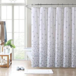 imageLaura Ashley Home  Shower Curtain Stylish Bathroom Decor with Buttonhold Top Elegant Floral Home Decor Flora Blue 72quot x 72quotFlora Blue