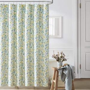 imageLaura Ashley Home  Shower Curtain Stylish Bathroom Decor with Buttonhold Top Elegant Floral Home Decor Flora Blue 72quot x 72quotNora Blue