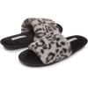 imageLaura Ashley Ladies Open Toe Plush Terry SlipperLight Grey Leopard
