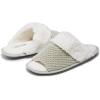 imageLaura Ashley Ladies Open Toe Plush Terry SlipperNickle GreenWhite