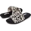 imageLaura Ashley Ladies Open Toe Plush Terry SlipperWhiteBlack Leopard