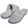 imageLaura Ashley Womens Rugged Memory Foam Terry Cloth Spa Slippers Soft Non Slip Rubber Bottom Closed Toe House SliderBasic Grey