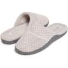 imageLaura Ashley Womens Rugged Memory Foam Terry Cloth Spa Slippers Soft Non Slip Rubber Bottom Closed Toe House SliderClay