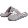imageLaura Ashley Womens Rugged Memory Foam Terry Cloth Spa Slippers Soft Non Slip Rubber Bottom Closed Toe House SliderGrey Waffle With Bow