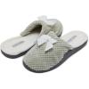 imageLaura Ashley Womens Rugged Memory Foam Terry Cloth Spa Slippers Soft Non Slip Rubber Bottom Closed Toe House SliderNickel Green With Bow
