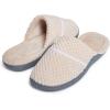 imageLaura Ashley Womens Rugged Memory Foam Terry Cloth Spa Slippers Soft Non Slip Rubber Bottom Closed Toe House SliderOat Milk