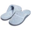 imageLaura Ashley Womens Rugged Memory Foam Terry Cloth Spa Slippers Soft Non Slip Rubber Bottom Closed Toe House SliderResort Blue