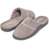 imageLaura Ashley Womens Rugged Memory Foam Terry Cloth Spa Slippers Soft Non Slip Rubber Bottom Closed Toe House SliderStone
