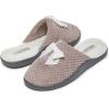imageLaura Ashley Womens Rugged Memory Foam Terry Cloth Spa Slippers Soft Non Slip Rubber Bottom Closed Toe House SliderStone With Bow