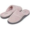 imageLaura Ashley Womens Rugged Memory Foam Terry Cloth Spa Slippers Soft Non Slip Rubber Bottom Closed Toe House SliderVintage Pink