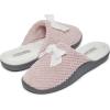 imageLaura Ashley Womens Rugged Memory Foam Terry Cloth Spa Slippers Soft Non Slip Rubber Bottom Closed Toe House SliderVintage Pink With Bow