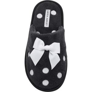 imageLaura Ashley Ladies Embroidered Soft Terry Scuff SlipperBlack