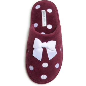 imageLaura Ashley Ladies Embroidered Soft Terry Scuff SlipperBloodstone