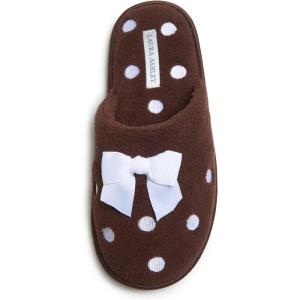 imageLaura Ashley Ladies Embroidered Soft Terry Scuff SlipperBrown