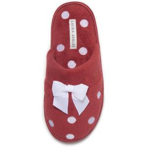 imageLaura Ashley Ladies Embroidered Soft Terry Scuff SlipperCrimson