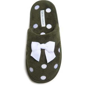 imageLaura Ashley Ladies Embroidered Soft Terry Scuff SlipperFig Leaf