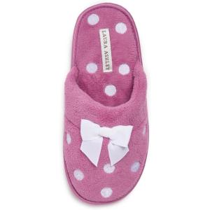 imageLaura Ashley Ladies Embroidered Soft Terry Scuff SlipperMulberry