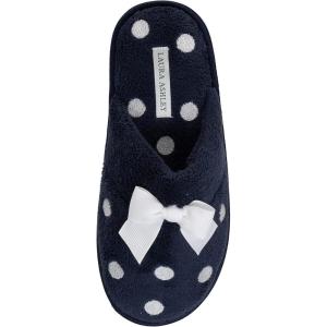 imageLaura Ashley Ladies Embroidered Soft Terry Scuff SlipperNavy