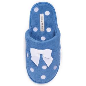 imageLaura Ashley Ladies Embroidered Soft Terry Scuff SlipperPale Seaspray