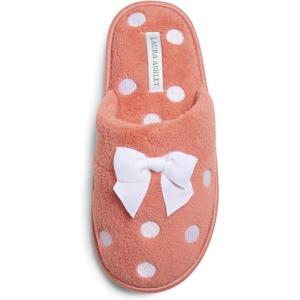 imageLaura Ashley Ladies Embroidered Soft Terry Scuff SlipperPink Amethyst