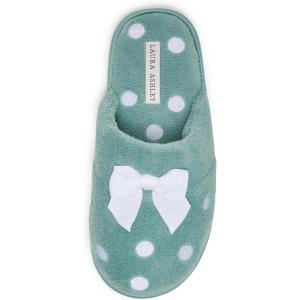 imageLaura Ashley Ladies Embroidered Soft Terry Scuff SlipperSage