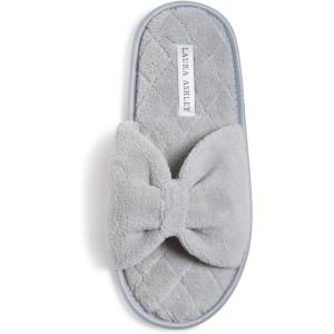 imageLaura Ashley Ladies Open Toe Plush Terry SlipperBasic Grey