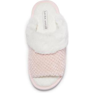 imageLaura Ashley Ladies Open Toe Plush Terry SlipperChalk PinkWhite