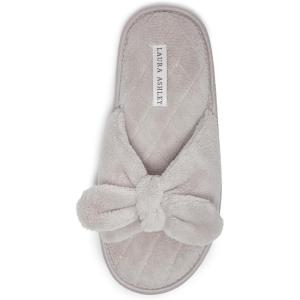 imageLaura Ashley Ladies Open Toe Plush Terry SlipperClay Bow