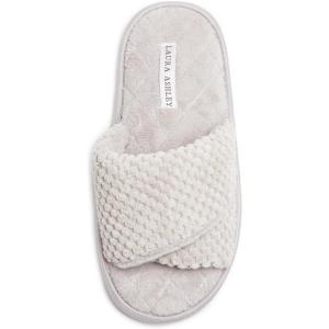 imageLaura Ashley Ladies Open Toe Plush Terry SlipperLt Grey