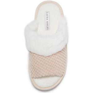 imageLaura Ashley Ladies Open Toe Plush Terry SlipperOat MilkWhite