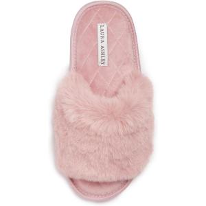 imageLaura Ashley Ladies Open Toe Plush Terry SlipperRose