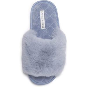 imageLaura Ashley Ladies Open Toe Plush Terry SlipperSteel Grey