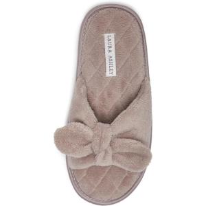 imageLaura Ashley Ladies Open Toe Plush Terry SlipperStone