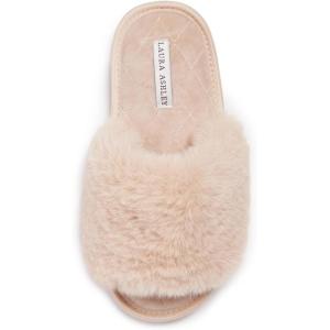 imageLaura Ashley Ladies Open Toe Plush Terry SlipperTan Solid
