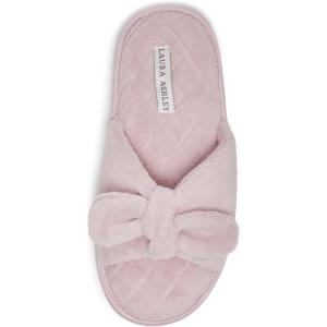 imageLaura Ashley Ladies Open Toe Plush Terry SlipperVintage Pink