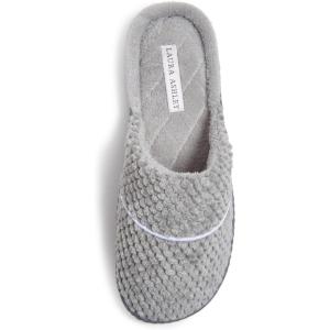 imageLaura Ashley Womens Rugged Memory Foam Terry Cloth Spa Slippers Soft Non Slip Rubber Bottom Closed Toe House SliderBasic Grey