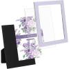 imageLaura Ashley 5x7 White Enamel Picture Frame Gold Metal Edge with Easel for Countertop Counterspace Tabletop Display Bookshelf Desk Wall Dcor Photo GalleryLavender W Silver