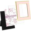 imageLaura Ashley 5x7 White Enamel Picture Frame Gold Metal Edge with Easel for Countertop Counterspace Tabletop Display Bookshelf Desk Wall Dcor Photo GalleryPink W Gold