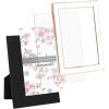 imageLaura Ashley 5x7 White Enamel Picture Frame Gold Metal Edge with Easel for Countertop Counterspace Tabletop Display Bookshelf Desk Wall Dcor Photo GalleryWhite W Rose Gold