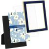 imageLaura Ashley 5x7 White Enamel Picture Frame Gold Metal Edge with Easel for Countertop Counterspace Tabletop Display Bookshelf Desk Wall Dcor Photo GalleryNavy W Gold