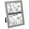 imageLaura Ashley 5x7 White Enamel Picture Frame Gold Metal Edge with Easel for Countertop Counterspace Tabletop Display Bookshelf Desk Wall Dcor Photo GalleryGray W Silver