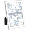 imageLaura Ashley 5x7 White Enamel Picture Frame Gold Metal Edge with Easel for Countertop Counterspace Tabletop Display Bookshelf Desk Wall Dcor Photo GalleryWhite W Silver