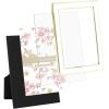 imageLaura Ashley 5x7 White Enamel Picture Frame Gold Metal Edge with Easel for Countertop Counterspace Tabletop Display Bookshelf Desk Wall Dcor Photo GalleryWhite W Gold